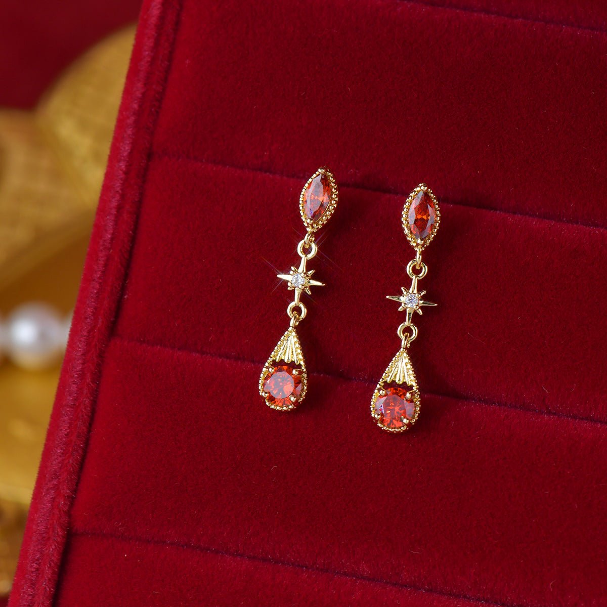 Crimson Astra Earrings