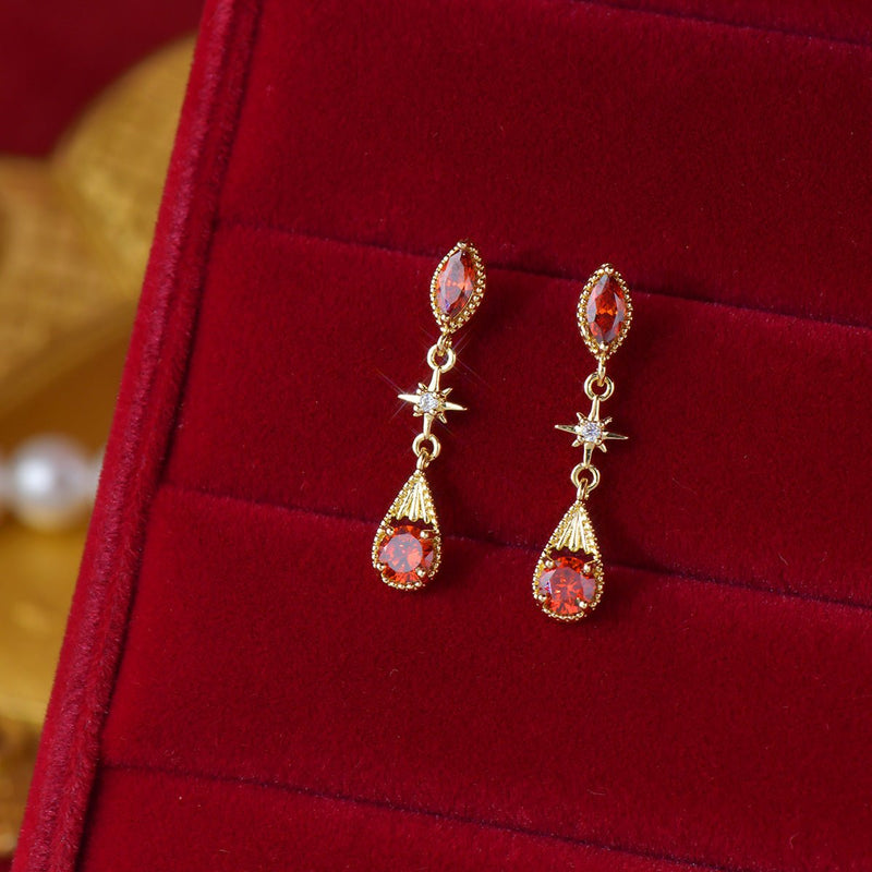 Crimson Astra Earrings