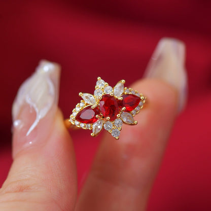 Crimson Blossom Ring