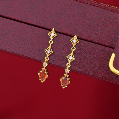 Crimson Lattice Earrings