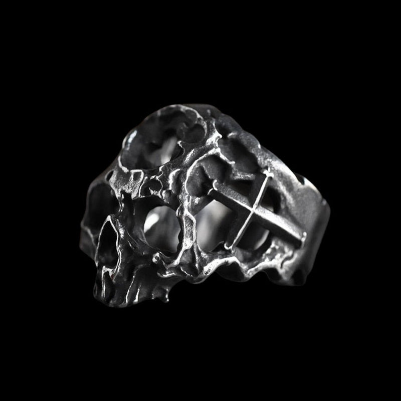 Cross Hollow Head Skull Ring