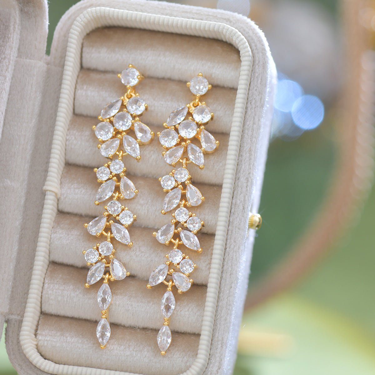 Crystal Cascade Earrings in Gold