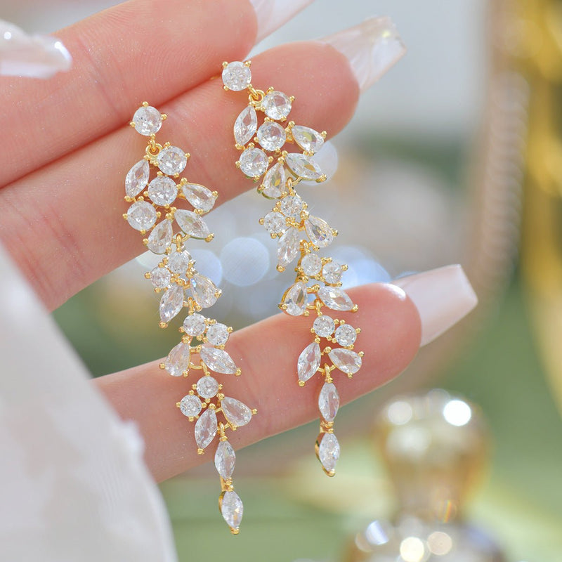 Crystal Cascade Earrings in Gold