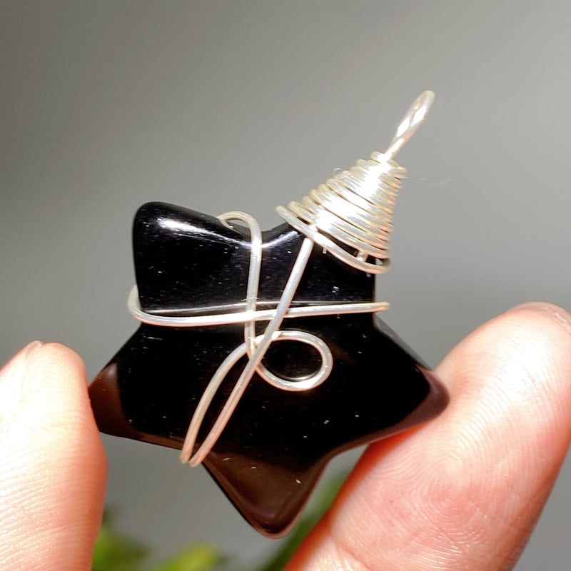 Crystal Star Pendant With Black Cord Necklace