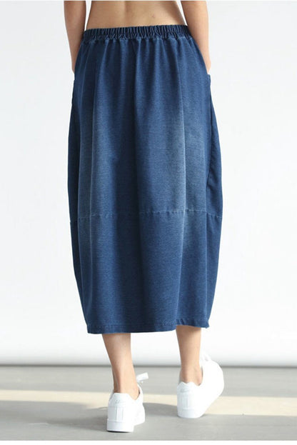 Denim Pocket Cotton Skirt Simple Skirt