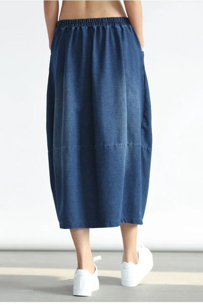 Denim Pocket Cotton Skirt Simple Skirt