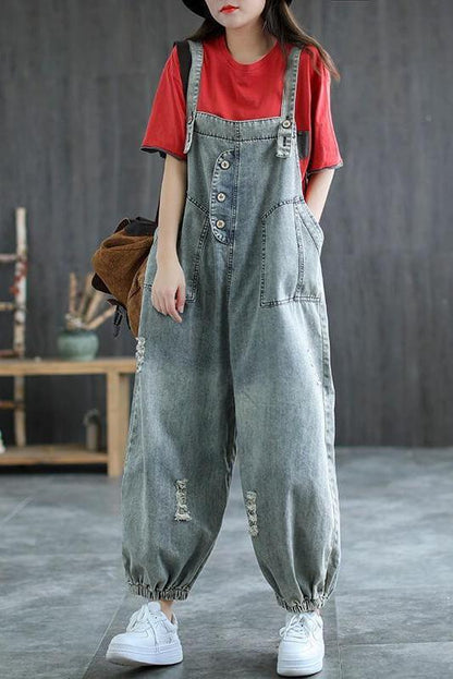 Denim Hole Jumpsuits Dungarees