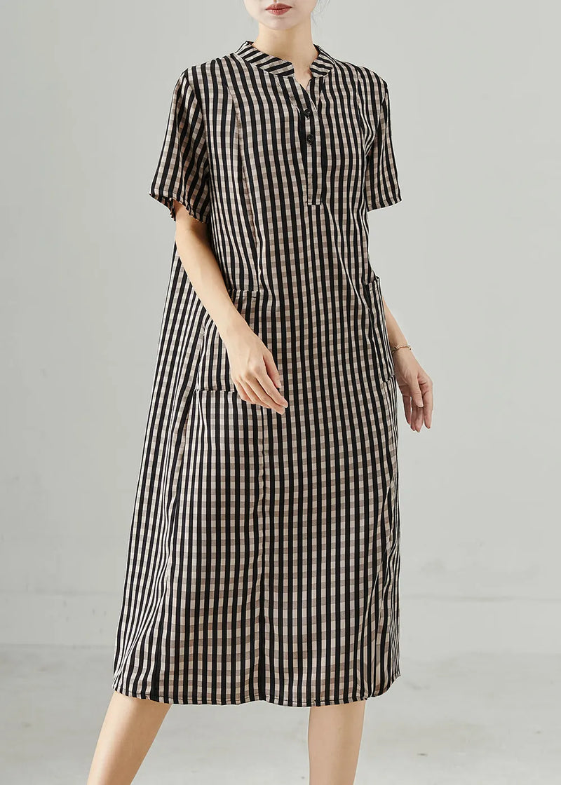 Organic Grey Plaid Cotton Holiday Dress Summer