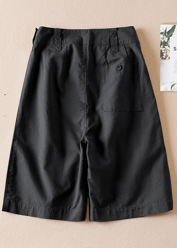 Army Green Pockets High Waist Cotton Shorts Summer
