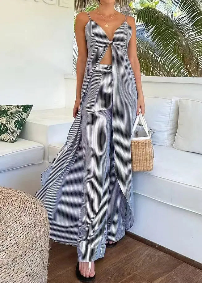 Summer New Fashionable Printed Spaghetti Strap Top and Pants Suit