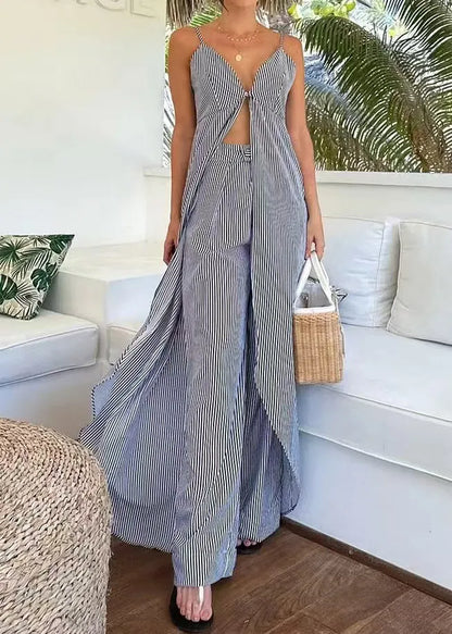 Summer New Fashionable Printed Spaghetti Strap Top and Pants Suit