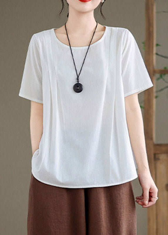 White O-neck Top Short Sleeve