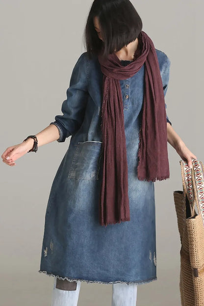 Blue Denim Dresses Fall Outfits
