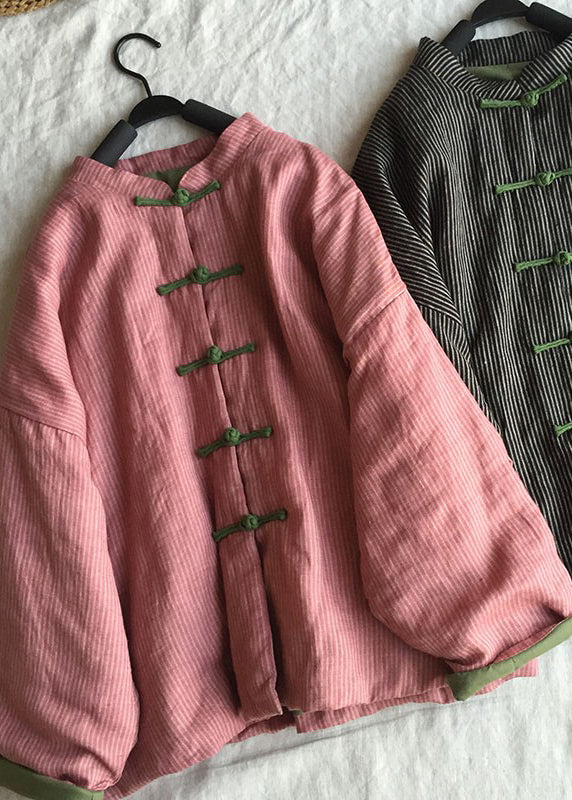Pink Oriental Button Fine Cotton Filled Coat Spring