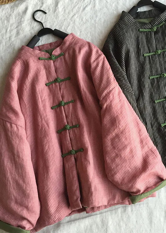 Pink Oriental Button Fine Cotton Filled Coat Spring