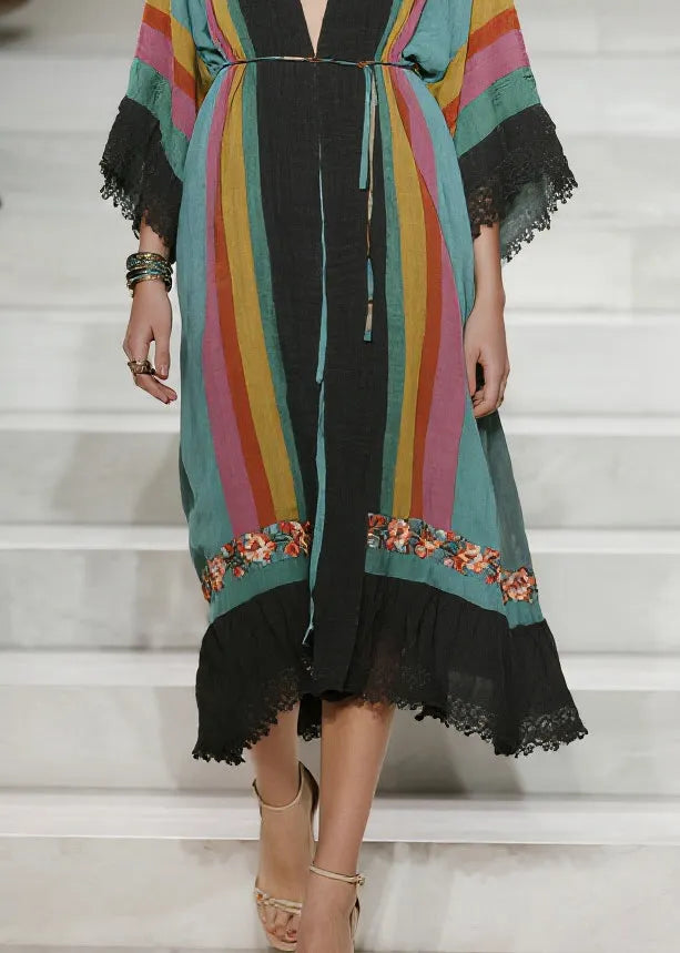 Italian Colorblock Oversized Lace Patchwork Cotton Cardigans Spring