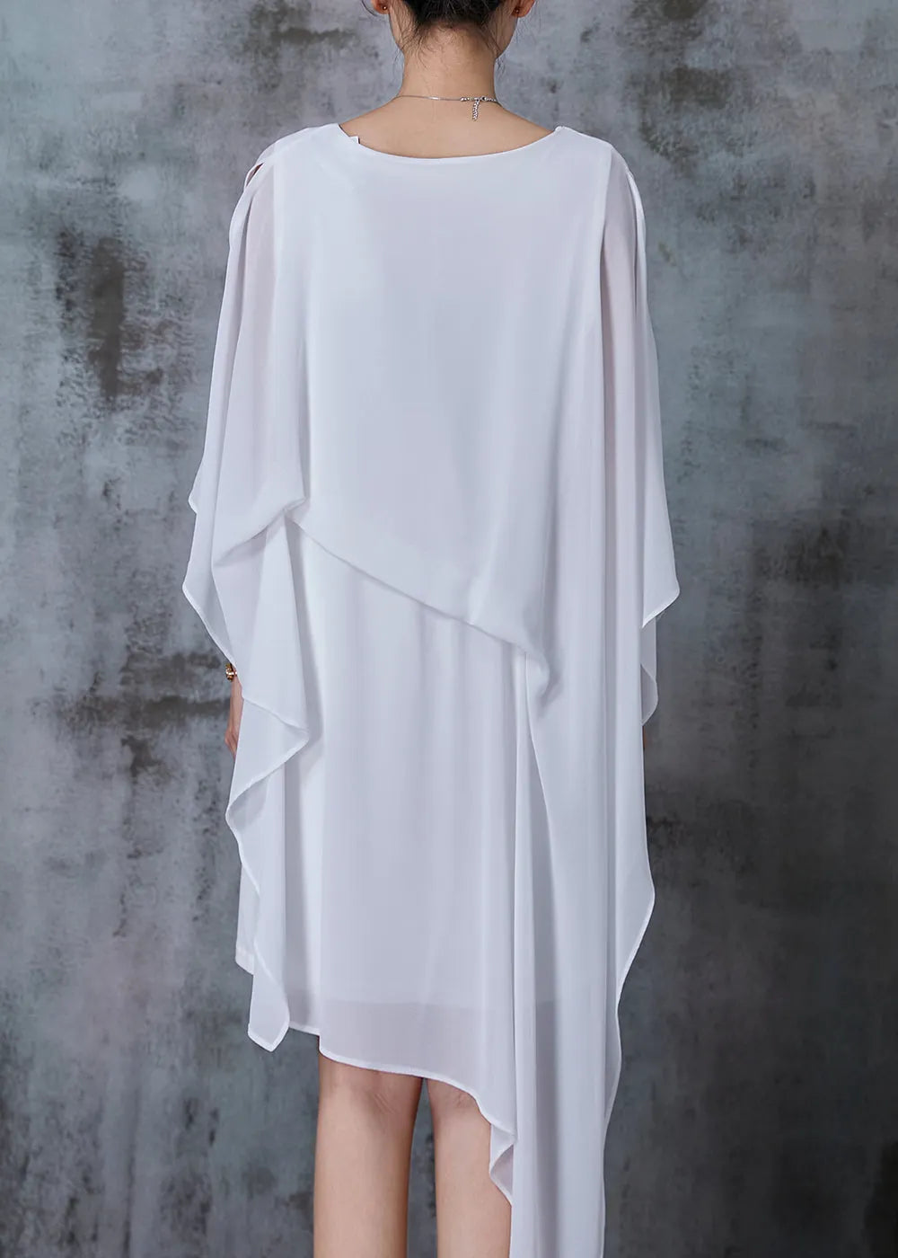 White Cold Shoulder Asymmetrical Design Dresses Summer