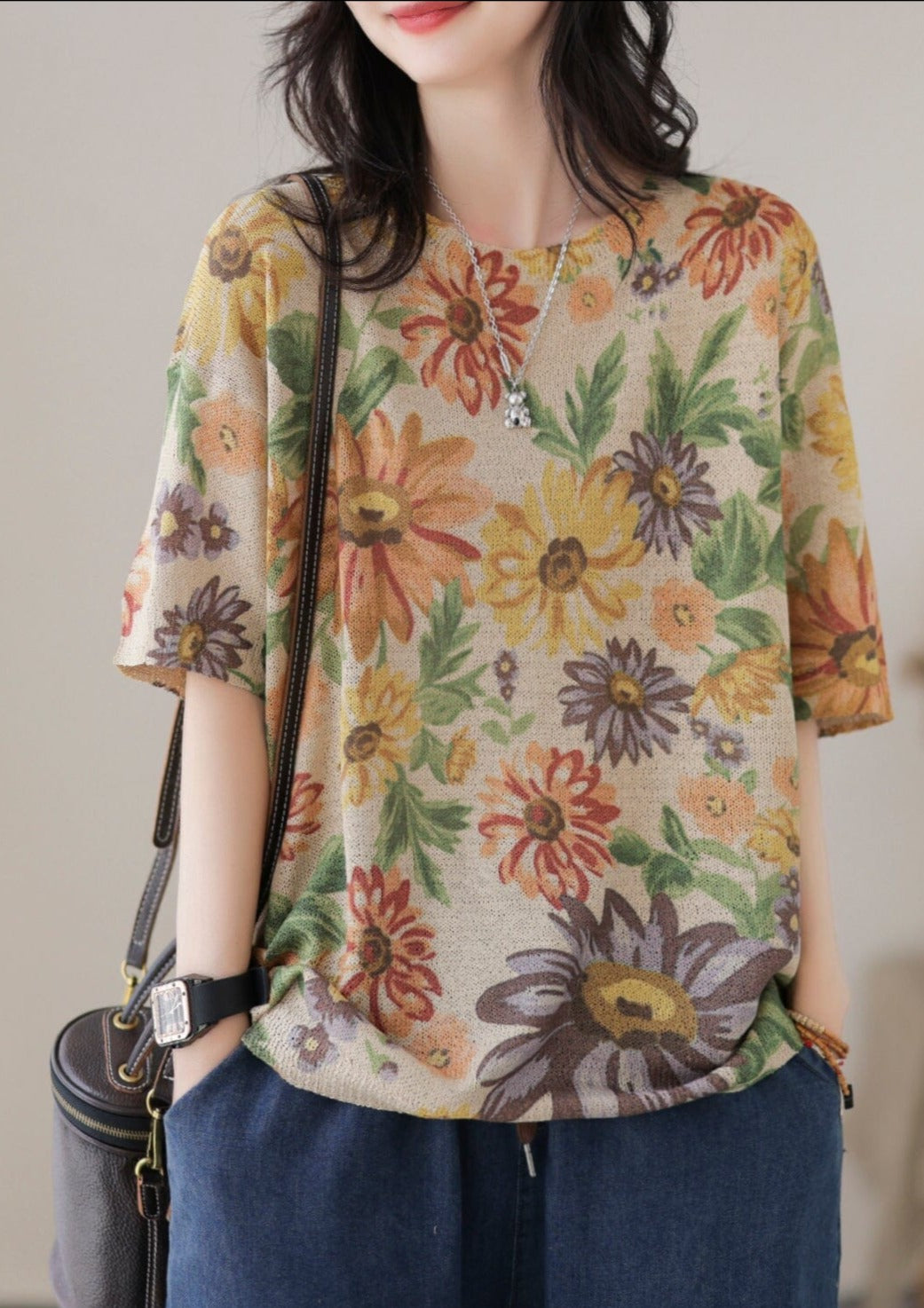 Stylish Print Cotton Knitted T-shirt