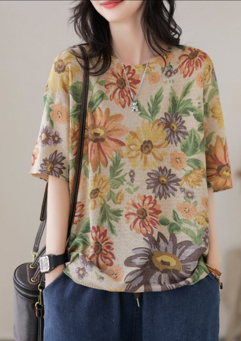 Stylish Print Cotton Knitted T-shirt