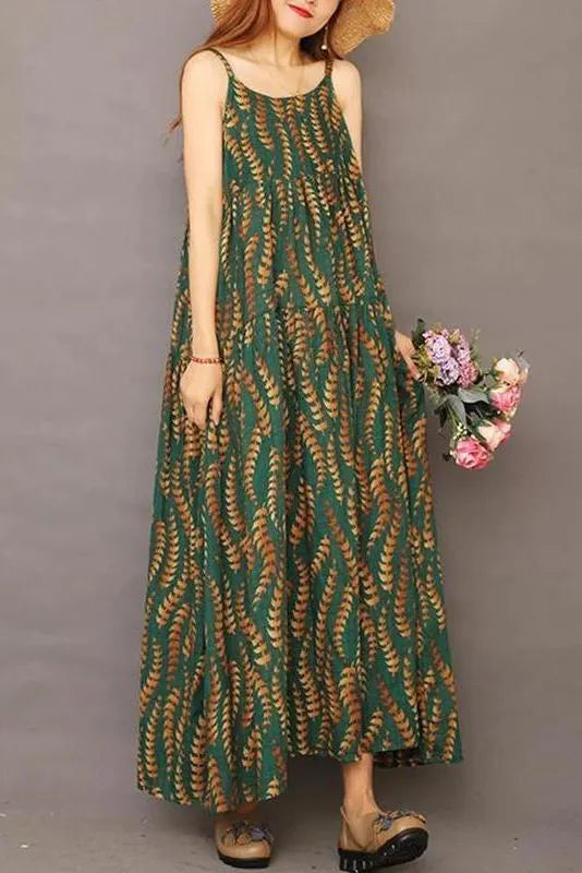 Limited Stock- Summer Printed 100% Cotton Suspender Pinafore Dress
