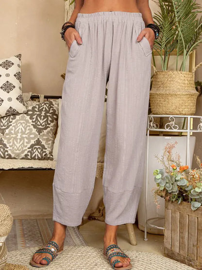 Color Loose Cotton Linen Pants Home Harem Pants