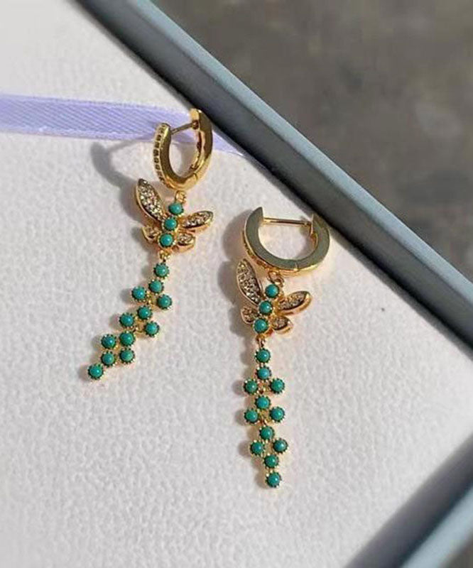 Green Silver Turquoise Silver Turquoise Drop Earrings