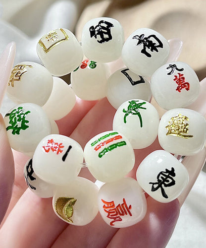 White Alloy Buddhist Bead Mahjong Chain Bracelet