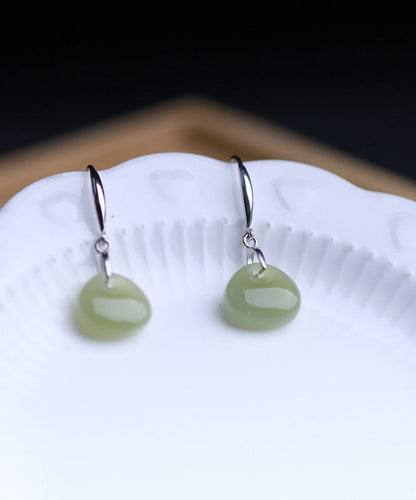 Silk Sterling Silver Jade Drop Earrings