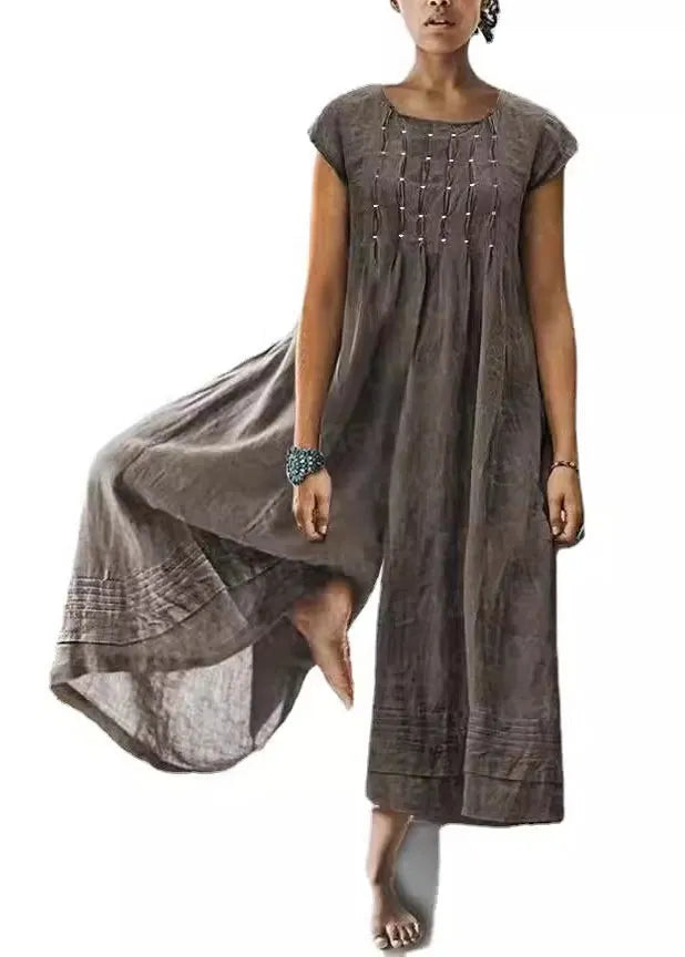 Dark Grey High Waist Cotton Jumpsuits Summer