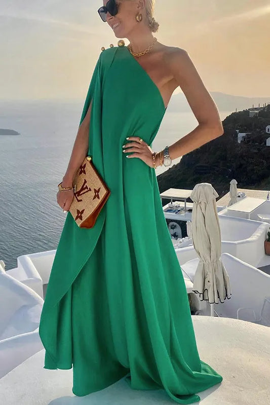 Alyse One Shoulder A-line Party Maxi Dress