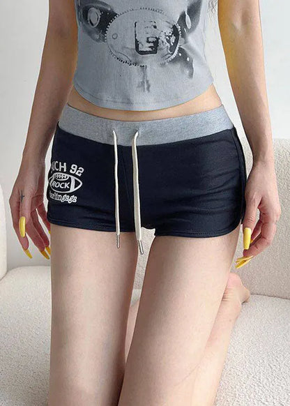 Letter Printed Lace Up Workout Gym Shorts Running Shorts