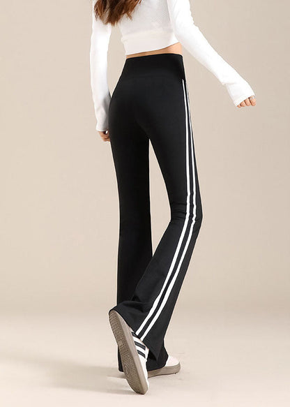 Grey Striped High Waist Flare Yoga Pants
