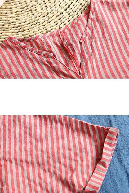Limited Stock- Single Button Stripe Summer T-shirt