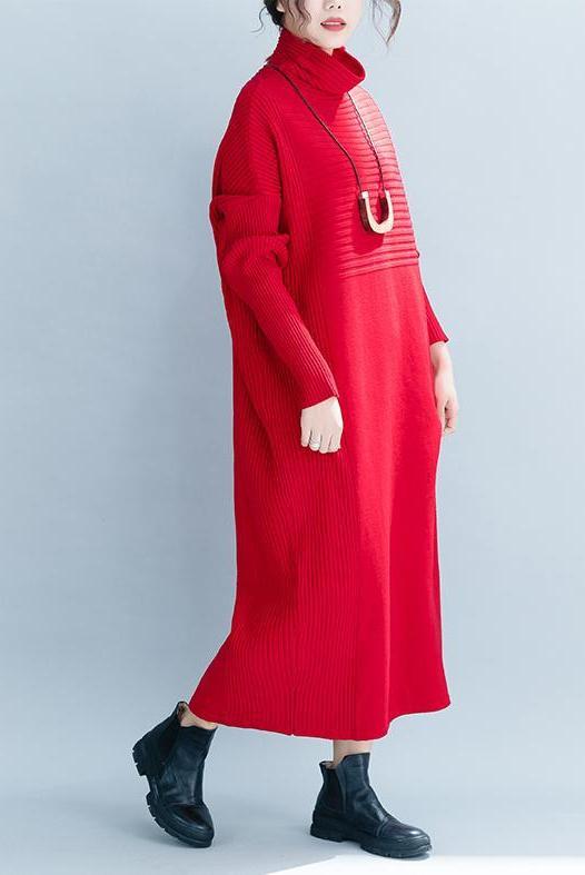 Loose High Neck Maxi Sweater Dresses