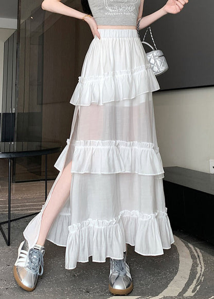 White Side Open Cotton Summer Skirts