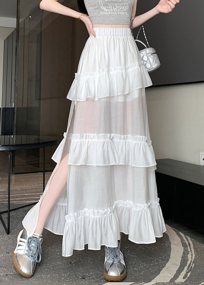 White Side Open Cotton Summer Skirts