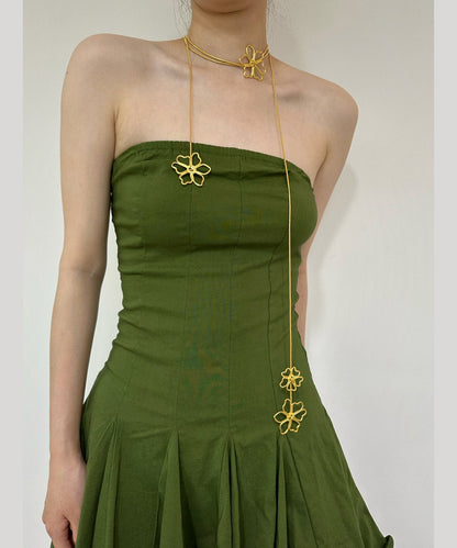 Skinny Gold Metal Overgild Hollowed Out Lariat Necklace