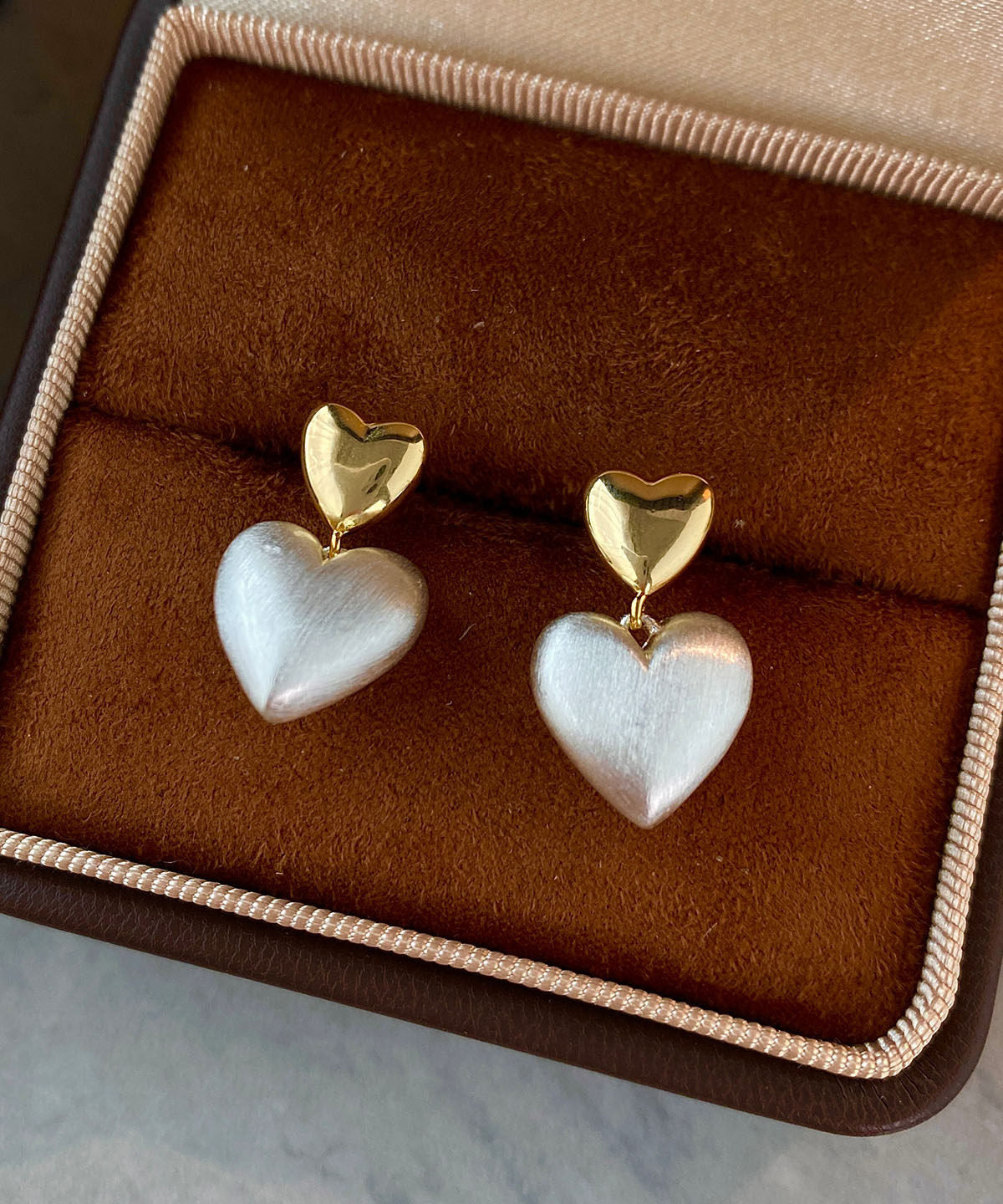 Stylish Metal Frosted Heart-shaped Stud Earrings