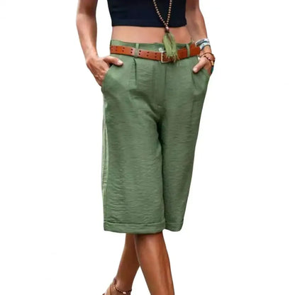 Knee-length Shorts Straight Wide Leg Sweat Absorption Lightweight Pure Color Short Sweatpants