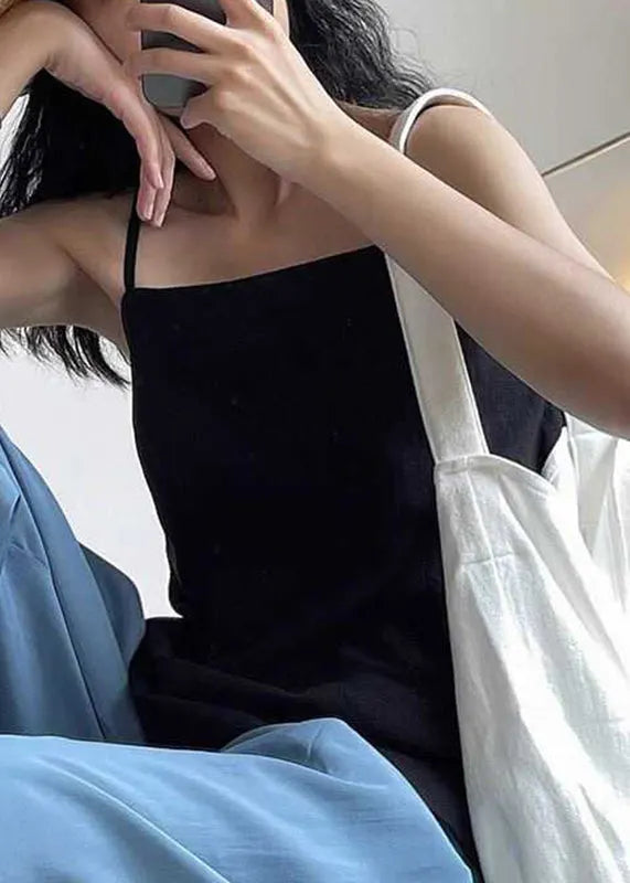 Brief Yellow Slash Neck Vest Sleeveless