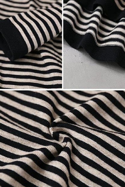 Lotstrends Ultra-loose Classic Striped Round Neck Sweater