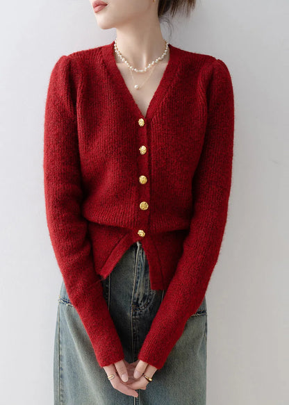 Mulberry V Neck Silm Fit Knit Cardigans Winter