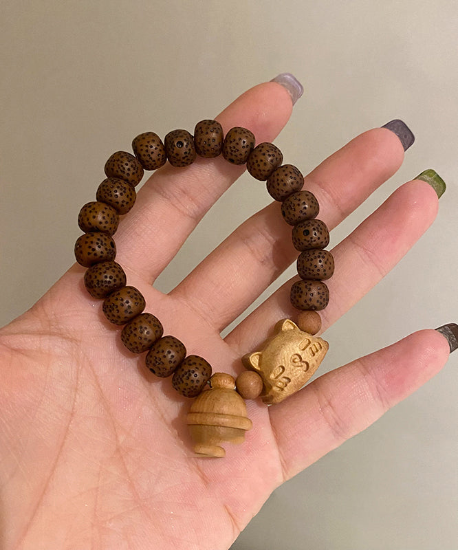 Brown Sandalwood Bodhi Charm Bracelet