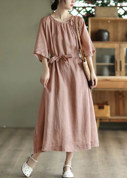 Novelty Pink Wrinkled Patchwork Maxi Dress Summer