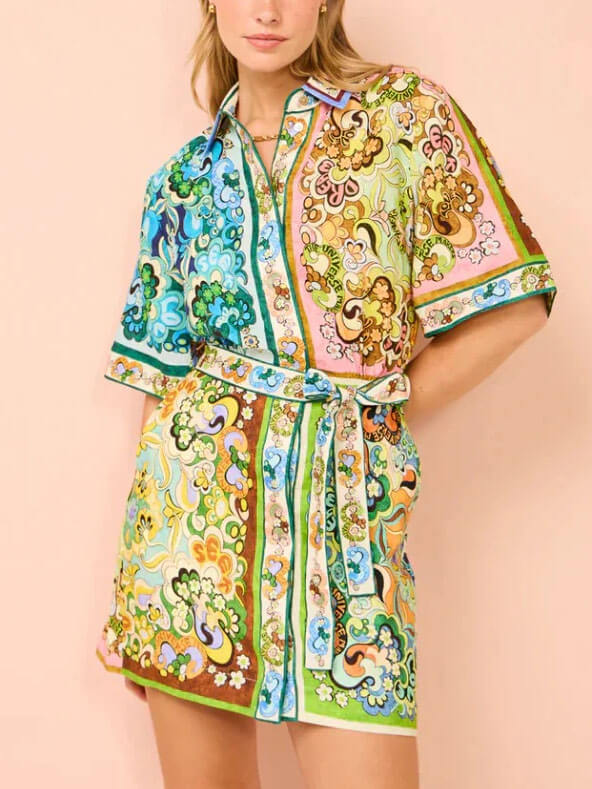 Satin Print Special Mini Dress