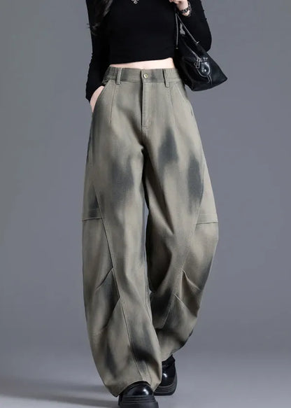 Tie Dye Print Elastic Waist Denim Pants Spring