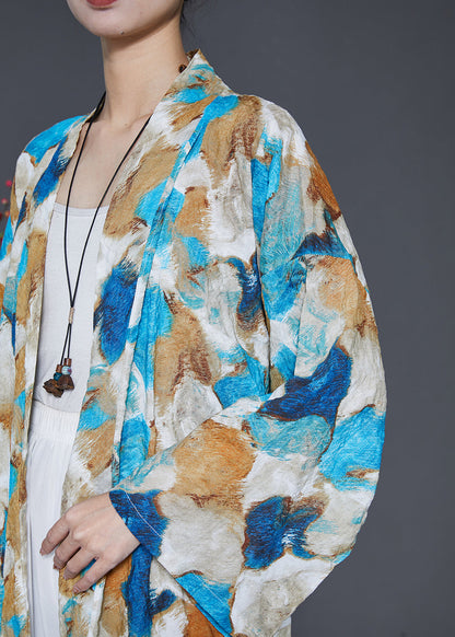 Blue Oversized Tie Dye Cotton Cardigans Spring