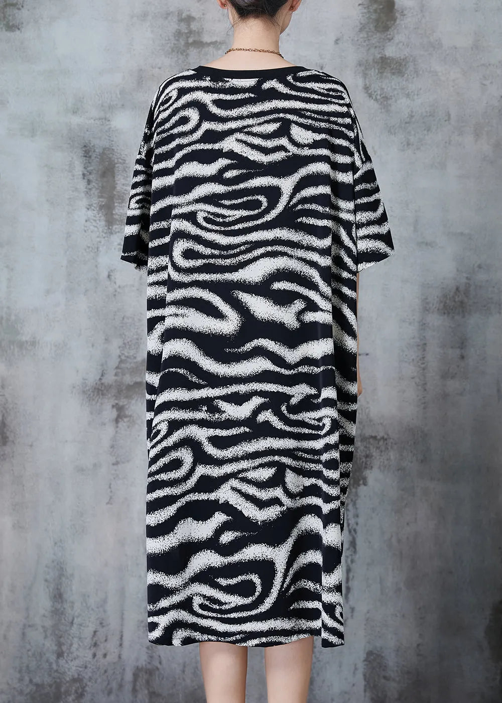 Style Black Oversized Striped Chiffon Maxi Dresses Summer