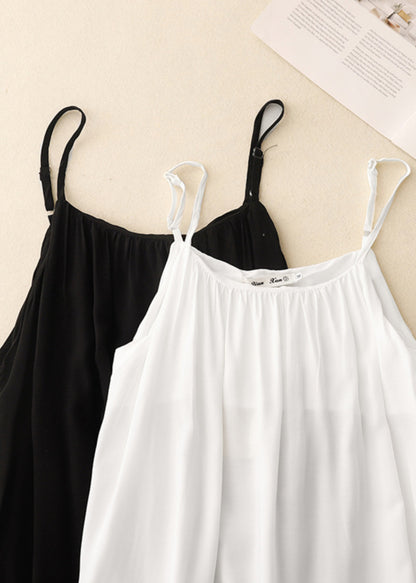 Black Oversized Chiffon Spaghetti Strap Dress Summer