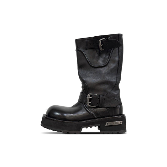 Dark Retro Distressed Thick Bottom Warped Boots